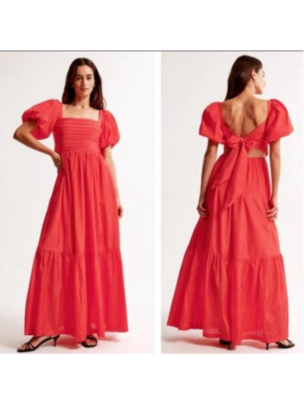 NWT Abercrombie & Fitch red maxi dress with bow detail Size L (original price: $